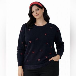 Black Heart Embroidered Knit Sweater –XL petite